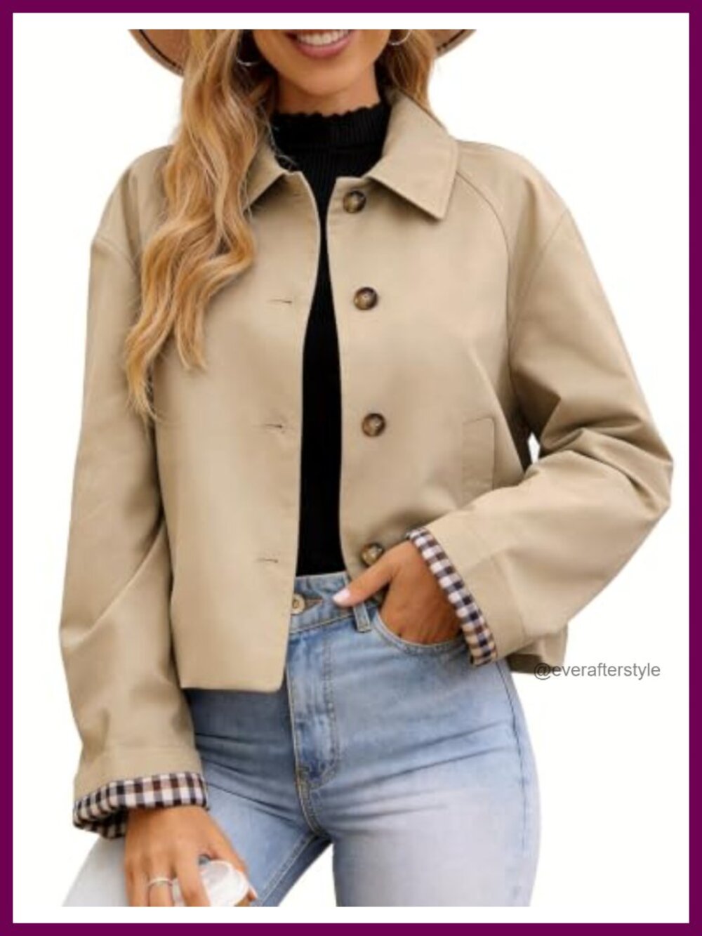 Kissonic Cropped Trench Coat Lightweight Short Casual Jacket